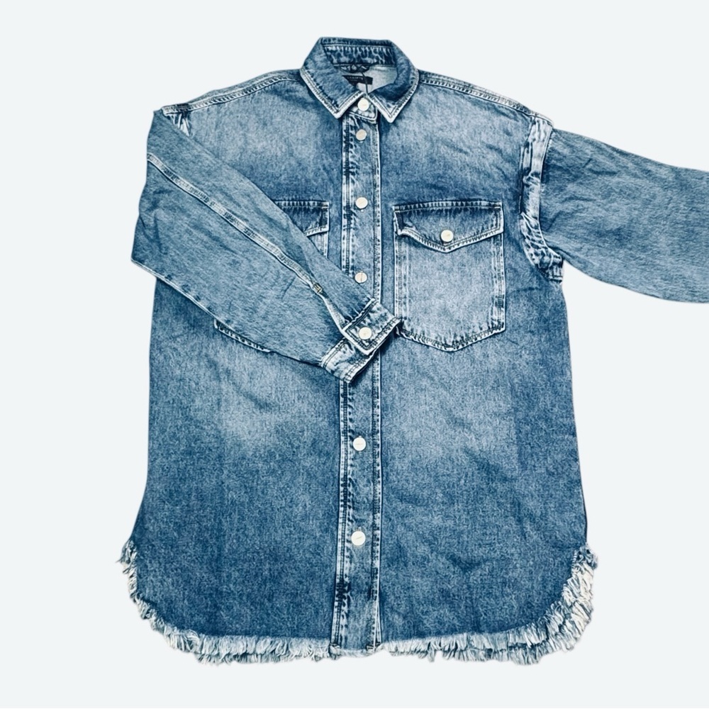 NWT New $269 AllSaints Faye Blue Oversized Denim Dress In Mid Indigo Size M - Picture 3 of 11